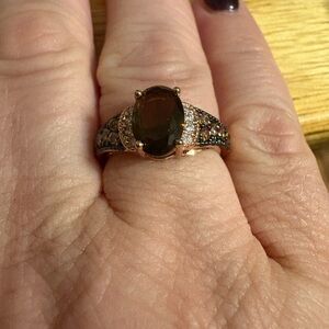 Elegant Rose Gold Filled and Brown Gemstone Ring